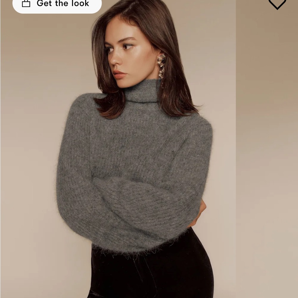 Reformation Cosmia Alpaca Blend Turtleneck Sweater Grey - Size L